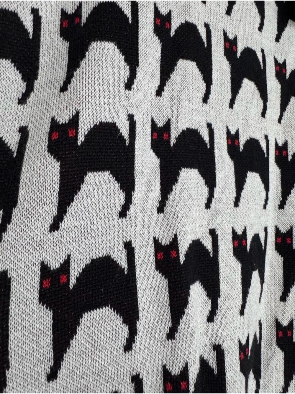 ModCloth Black Cat Print Sweater Top NWT Medium Cotton Modal Halloween Kawaii - Picture 4 of 10
